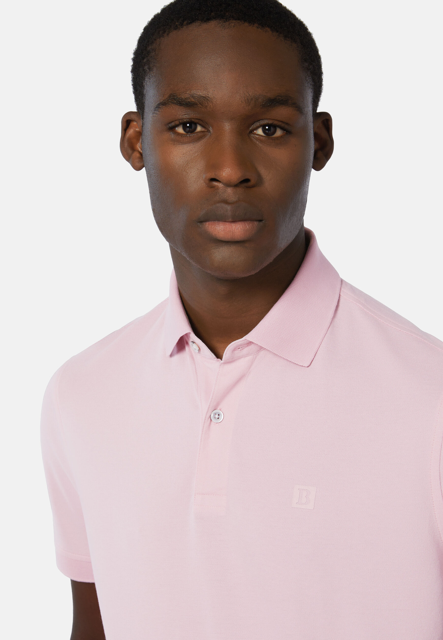 Camisola Polo Piqué de Algodão, Pink, hi-res