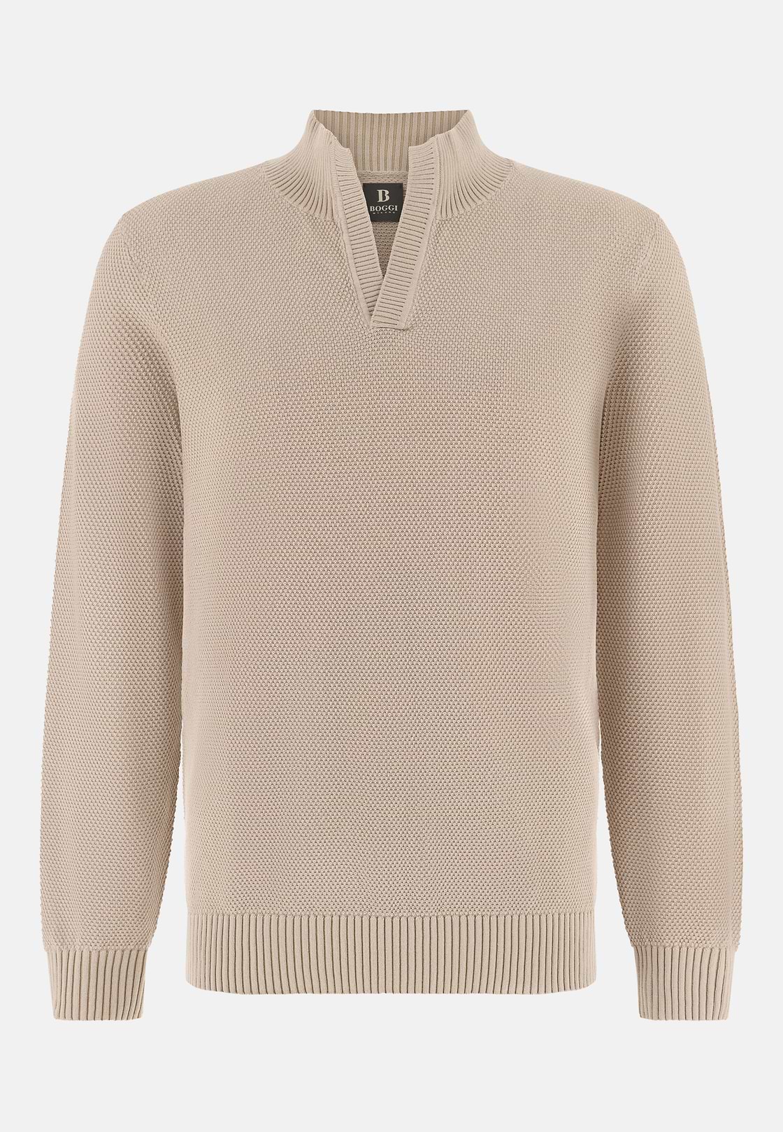 Stehkragenpullover Aus Baumwolle, Sand, hi-res, 5
