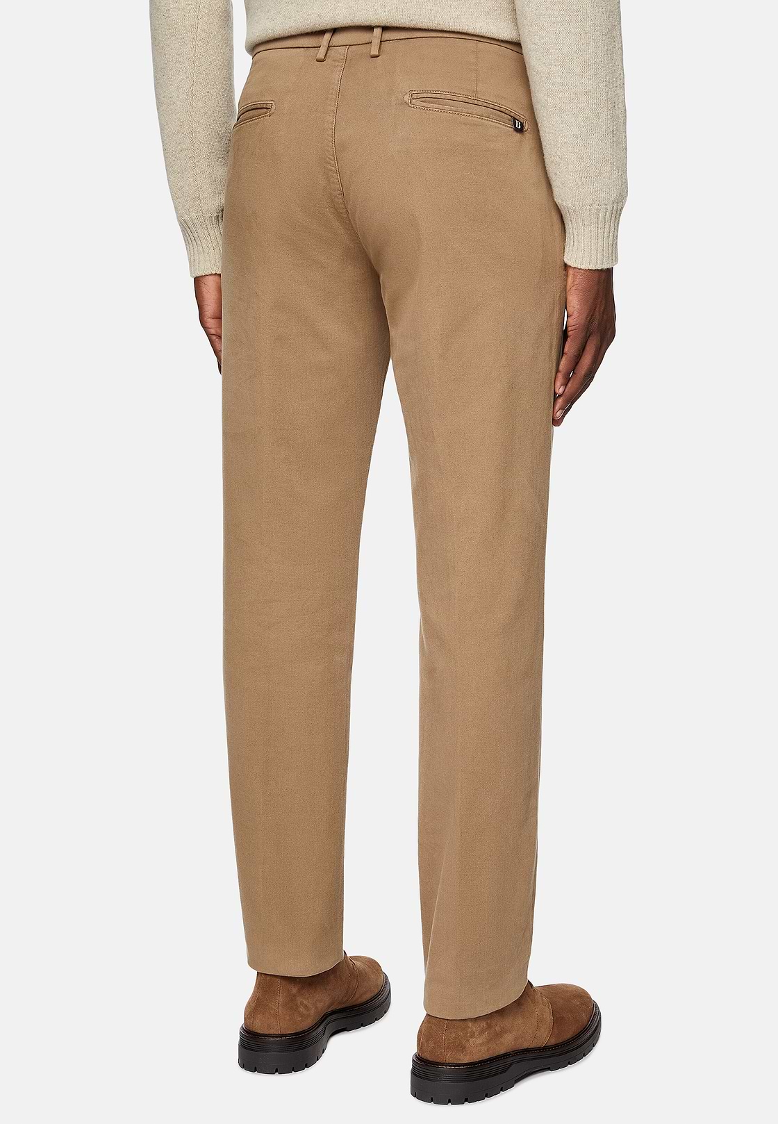 Stretch Cotton Trousers, Taupe, hi-res