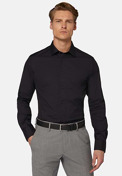 Chemise Bleu Marine En Coton Extensible Slim Fit