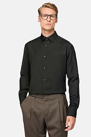 Camisa De Lana Regular Fit, Negro, hi-res