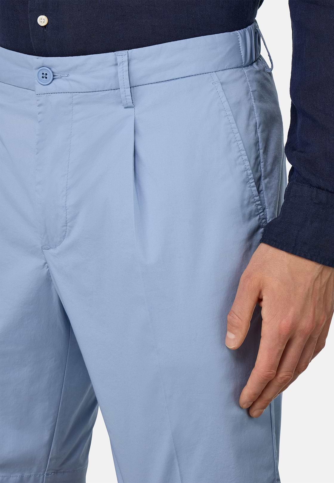 Stretch Cotton Bermuda Shorts, Light Blue, hi-res