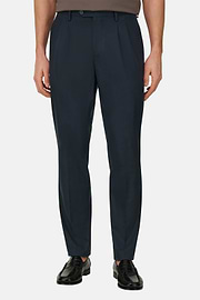 Pantaloni In Cotone Tencel, Navy, thumb, 1