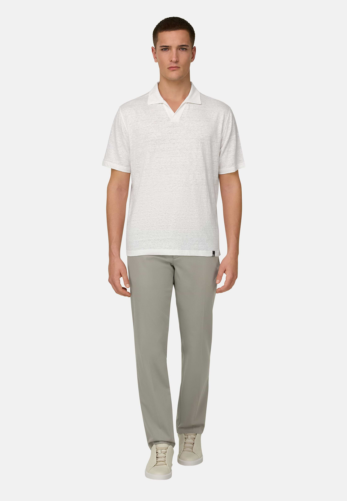 Polo En Jersey De Lin Extensible, Blanc, hi-res, 2