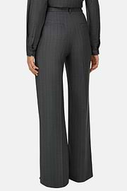 Pinstripe Wool Trousers Single Pleat, Grey, thumb, 4