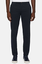 Stretch Cotton Trousers, Navy blue, hi-res