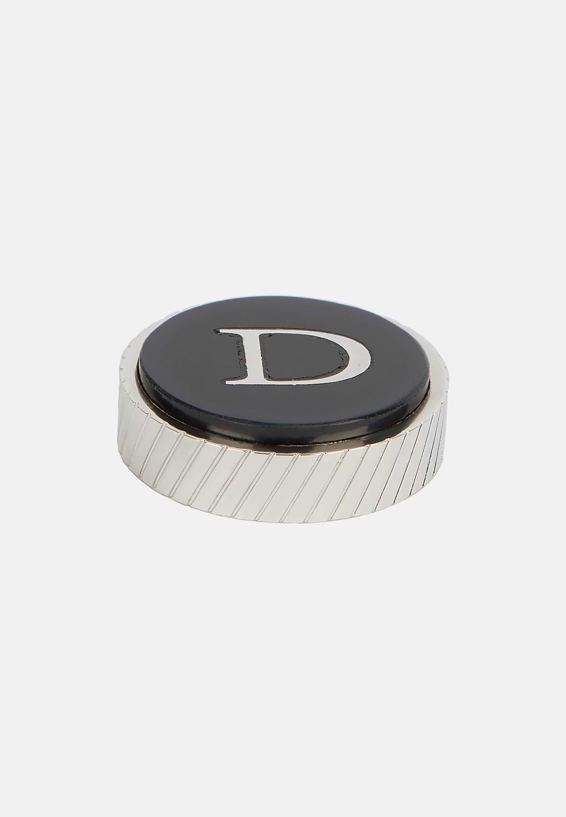 Circular letter d for cufflinks, Black, hi-res
