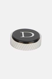 Circular letter d for cufflinks, Black, hi-res