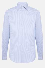 Camicia A Righe In Cotone Regular Fit, Azzurro, hi-res