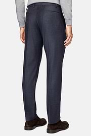 Pantalon En Flanelle Extensible., bleu marine, hi-res