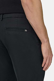 Pantaloni In Cotone Tencel Elasticizzato, Nero, thumb, 4