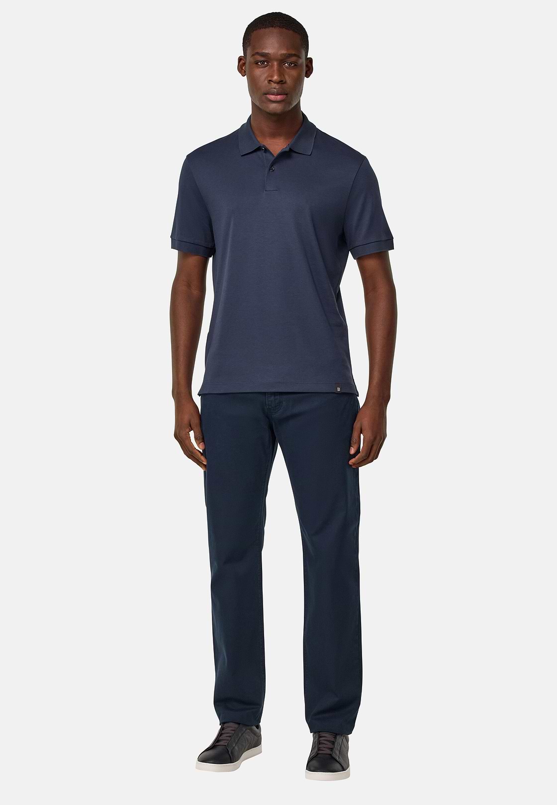 Stretch Cotton 5-Pocket Trousers, Navy blue, hi-res