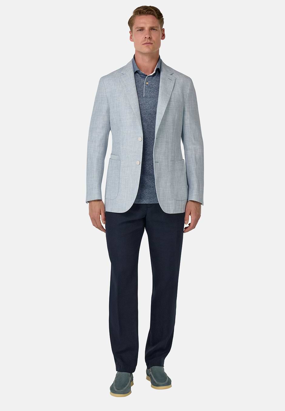 Linen, Cotton, Wool and Silk Jacket, Light Blue, hi-res