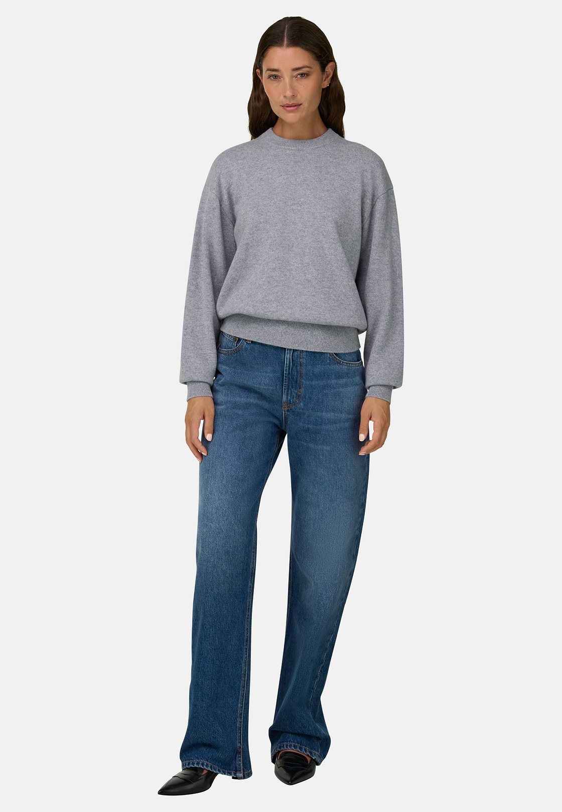 Jeans Straight Fit in Cotton Denim, Medium Blue, hi-res, 2