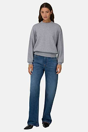 Jeans Straight Fit in Cotton Denim, Medium Blue, thumb, 2