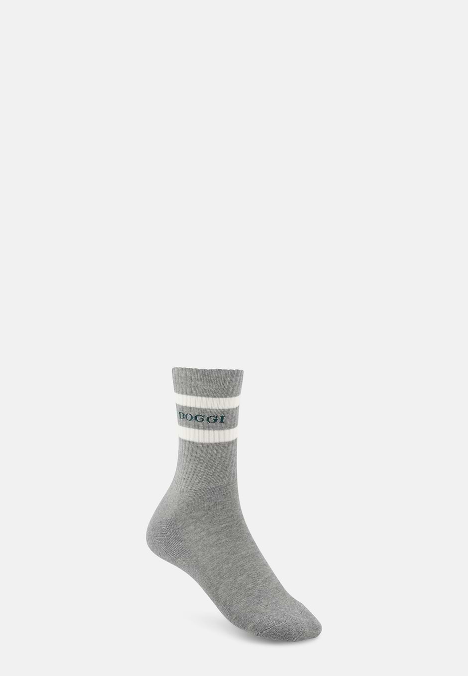 Short Socks Striped Logo Cotton Blend, Light grey, hi-res