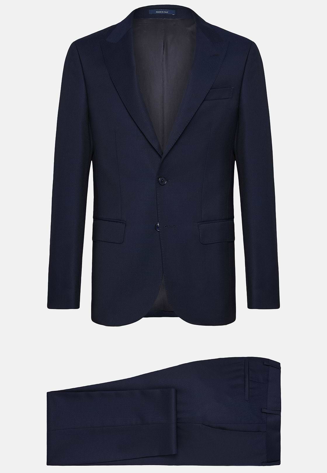 Navy Blue Textured Wool Suit, Navy blue, hi-res