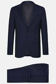 Navy Blue Textured Wool Suit, Navy blue, hi-res