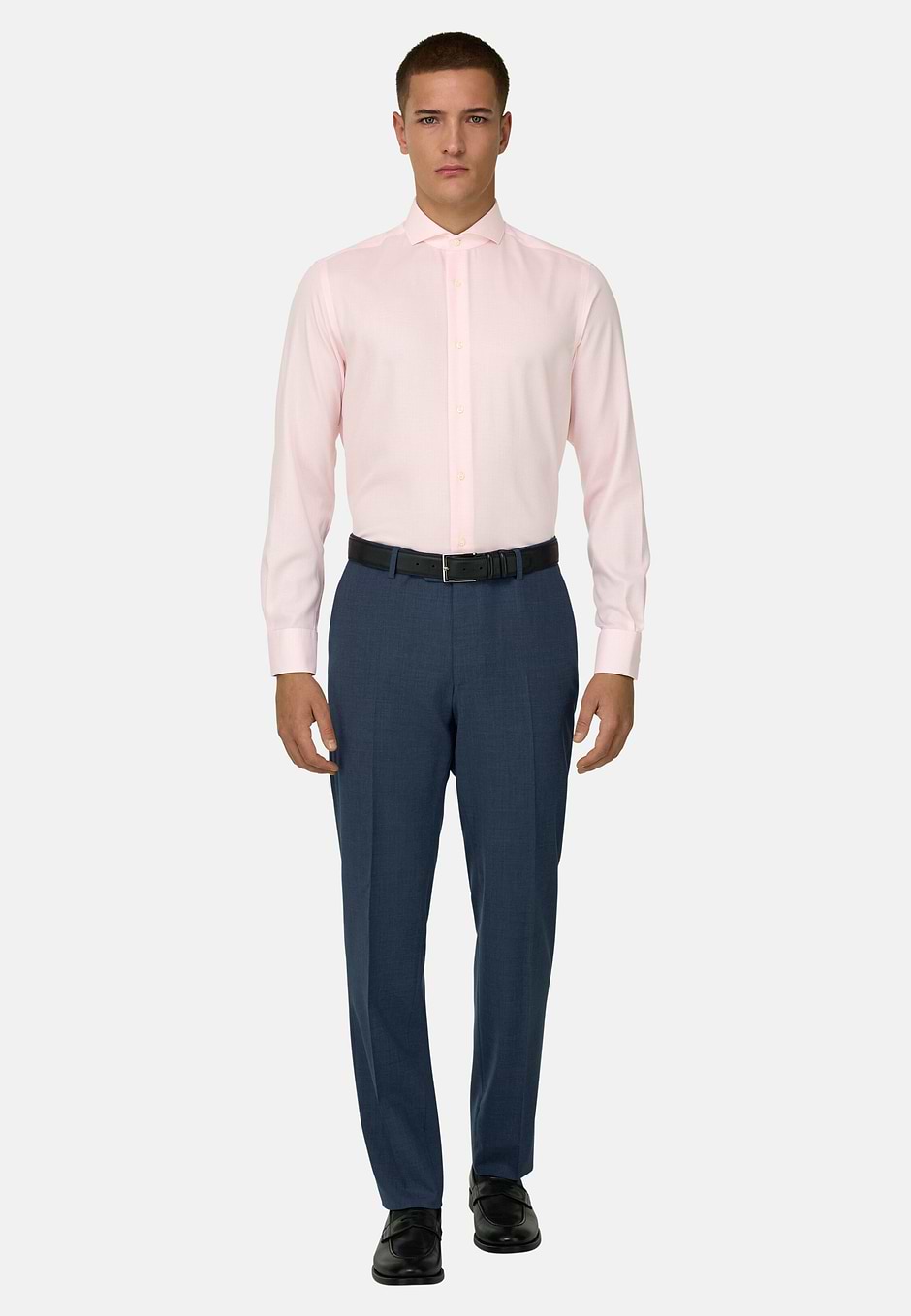 Camisa de algodón corte ajustado, Rosado, hi-res