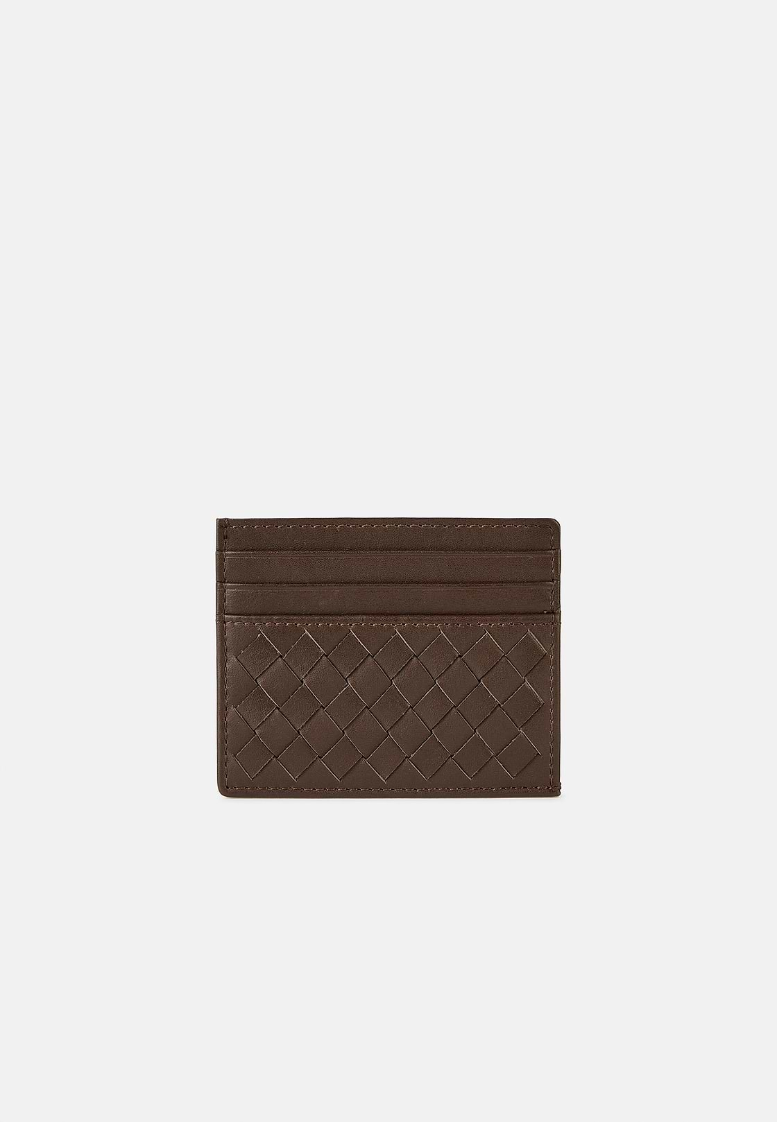 Leather Credit Card Holder, Brown, hi-res