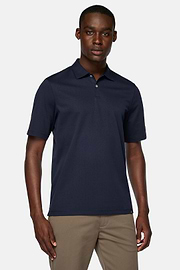 High-Performance Piqué Polo Shirt, Navy blue, hi-res