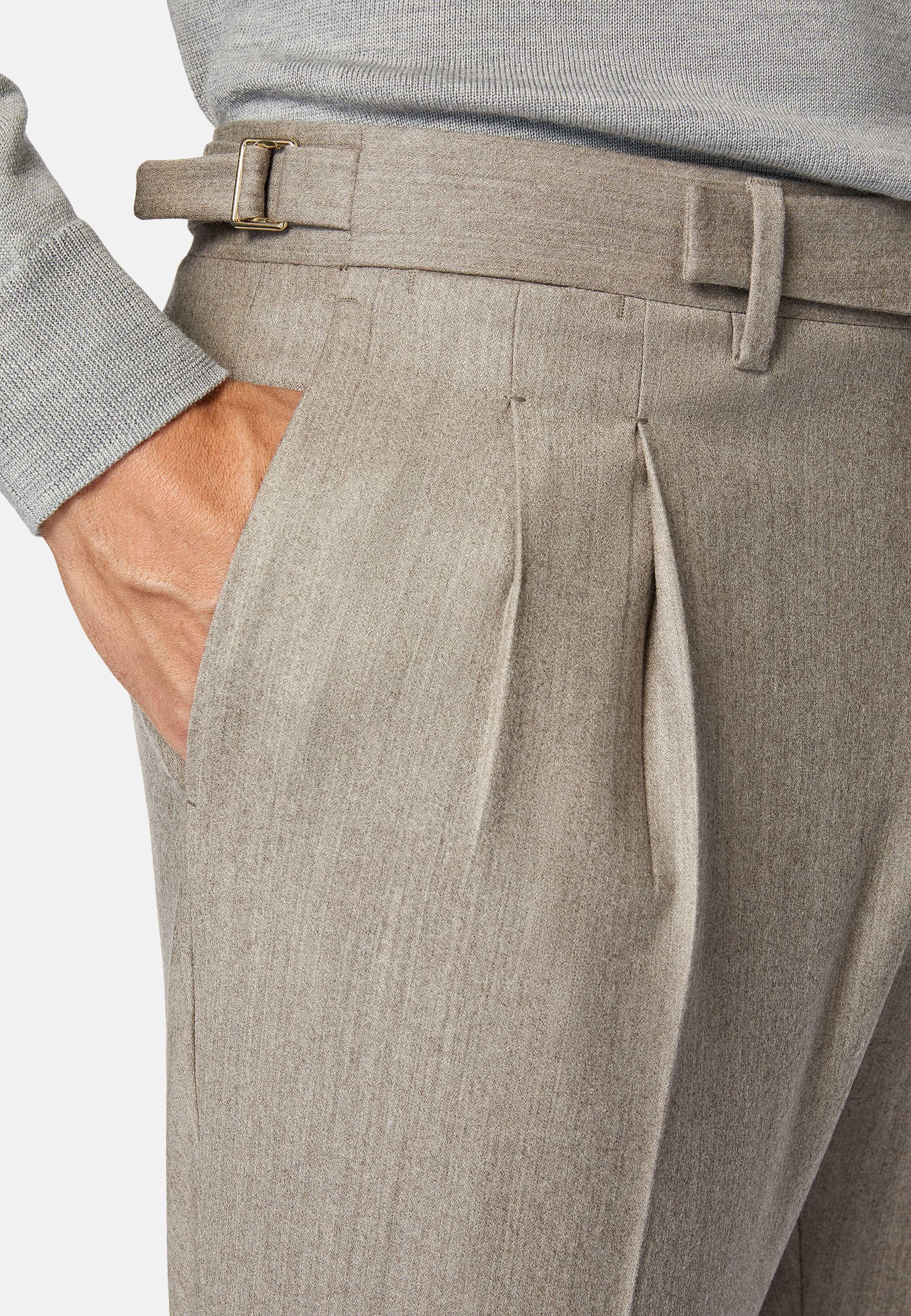 Men's Cashmere Wool Flannel Trousers | Boggi Milano