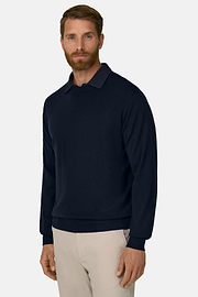 Rundhalspullover aus extrafeiner Merinowolle, Navy blau, thumb, 1