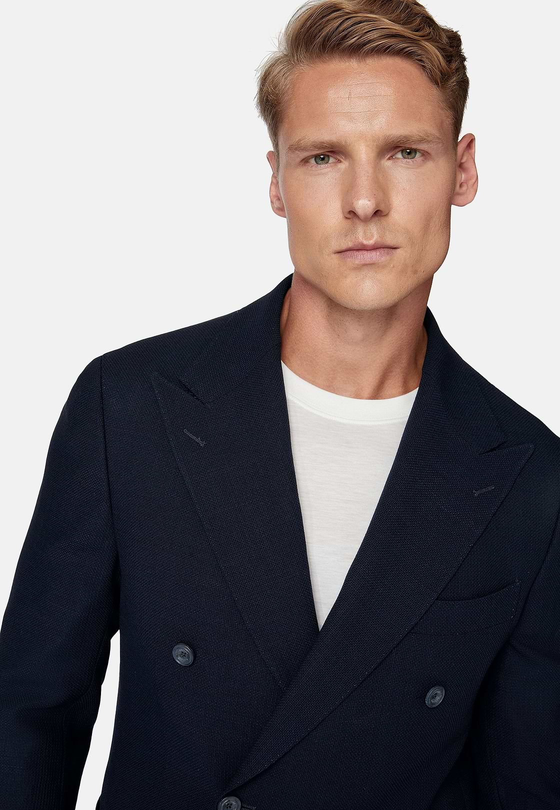 Giacca In Pura Lana Crepe, Navy, hi-res