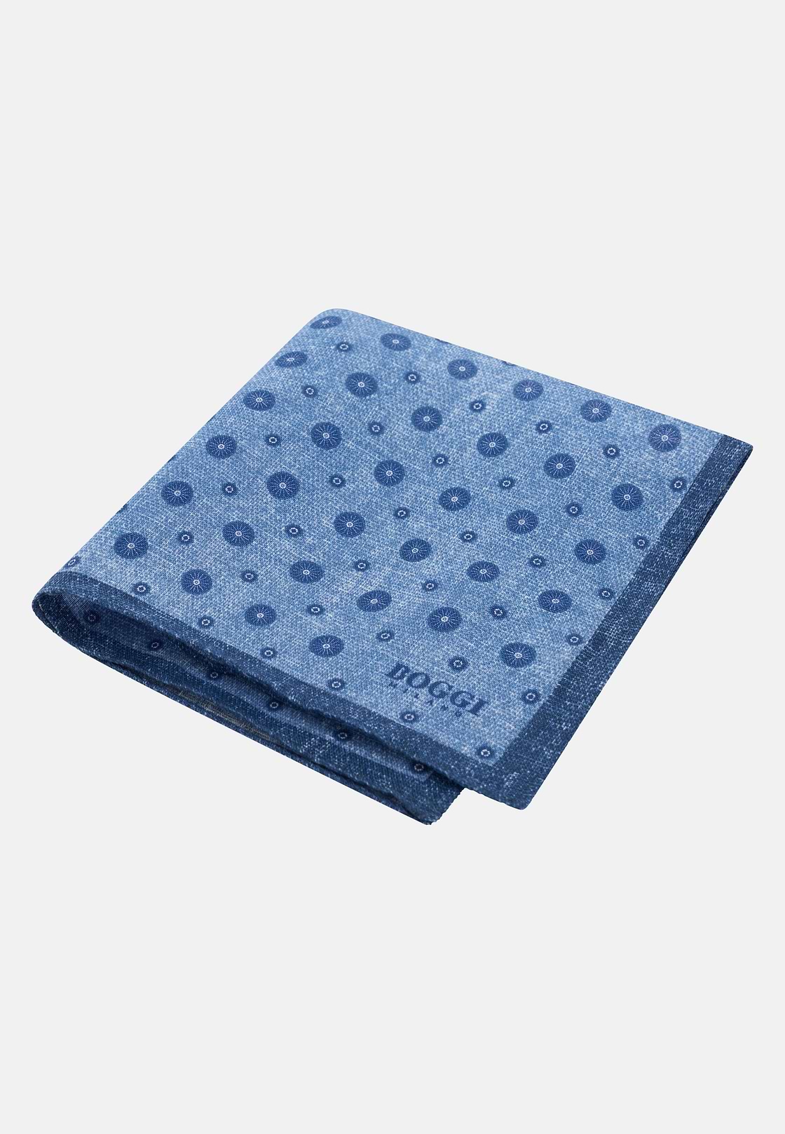 Medallion Linen Pocket Square, Light Blue, hi-res, 1
