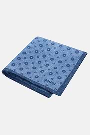 Medallion Linen Pocket Square, Light Blue, thumb, 1