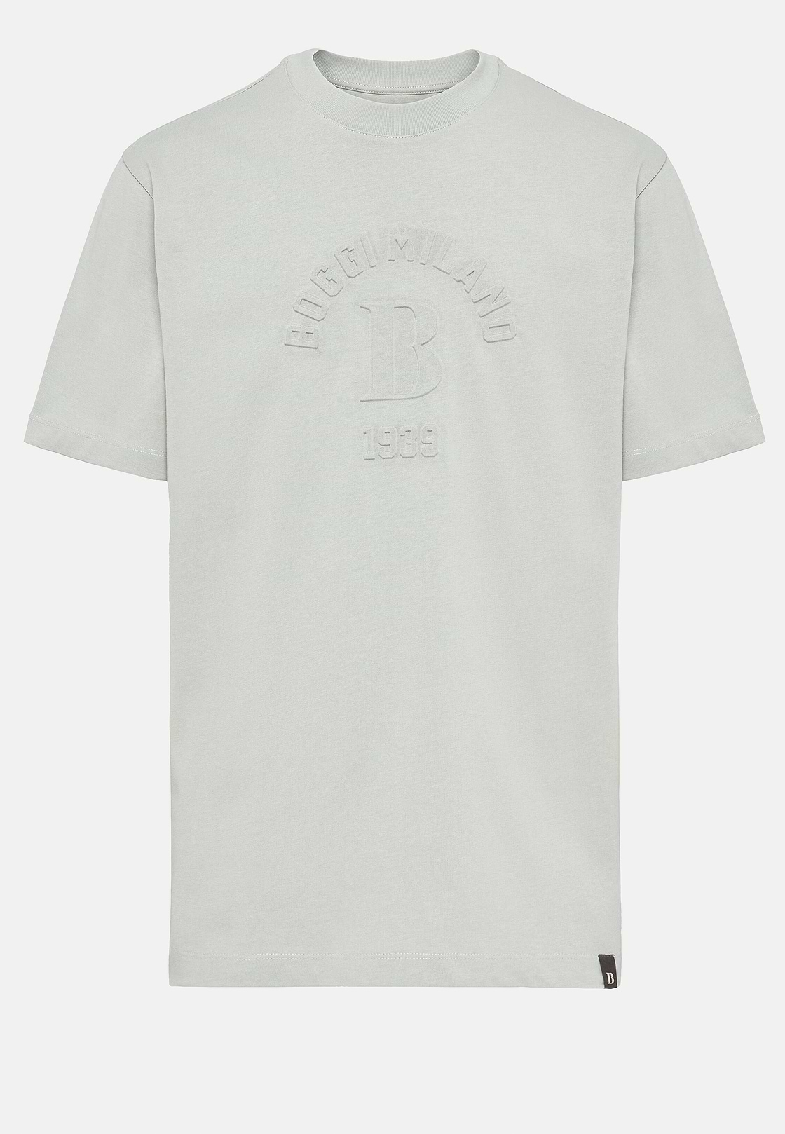 T-Shirt in Misto Cotone Organico, Grigio, hi-res