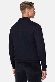Navy Polo Neck Jumper in a Cashmere Blend, Navy blue, hi-res
