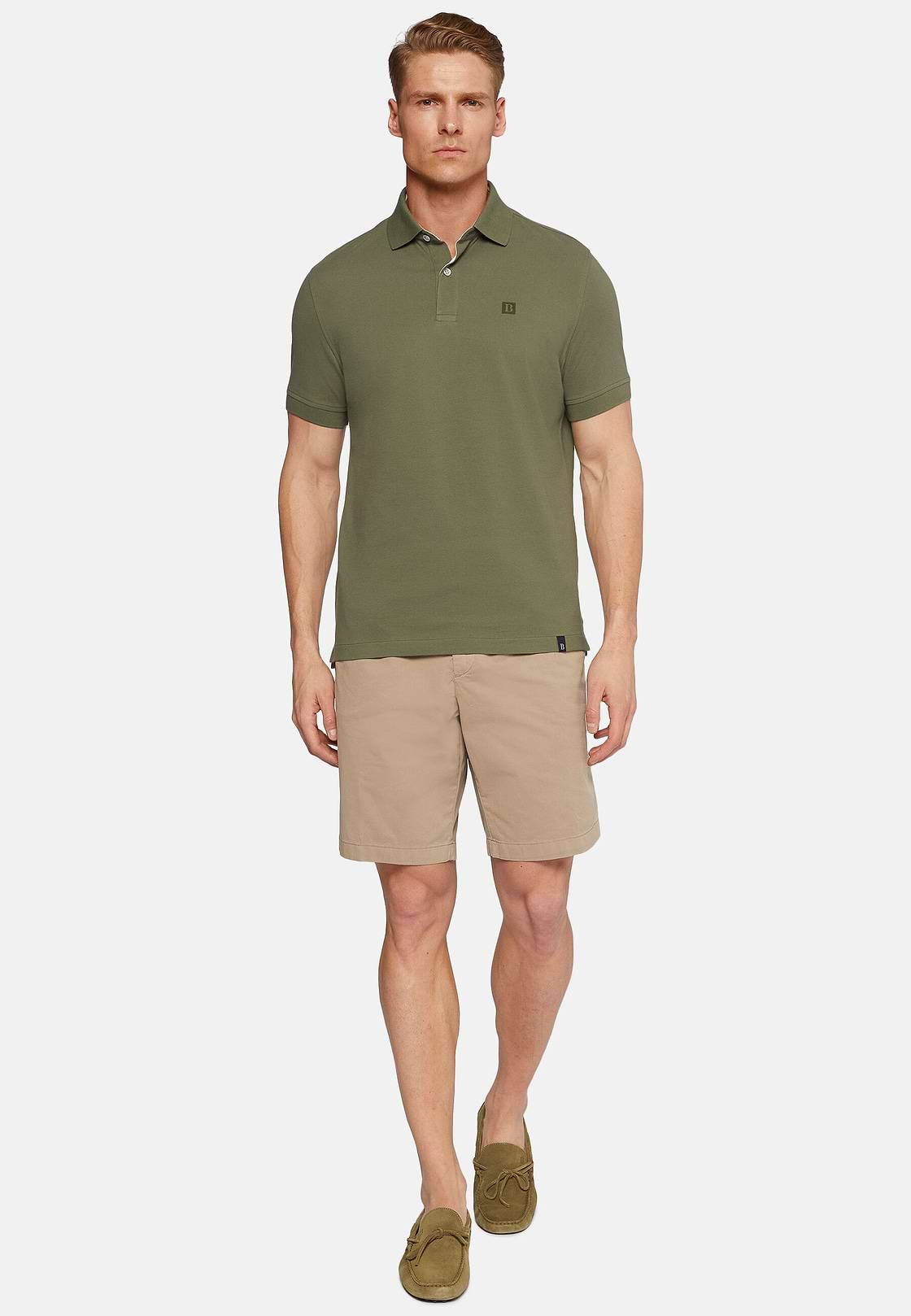 Cotton Piqué Polo Shirt, Military Green, hi-res