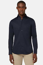 Camisa estilo polo de punto japonés regular fit, AZUL MARINO OSCURO, hi-res