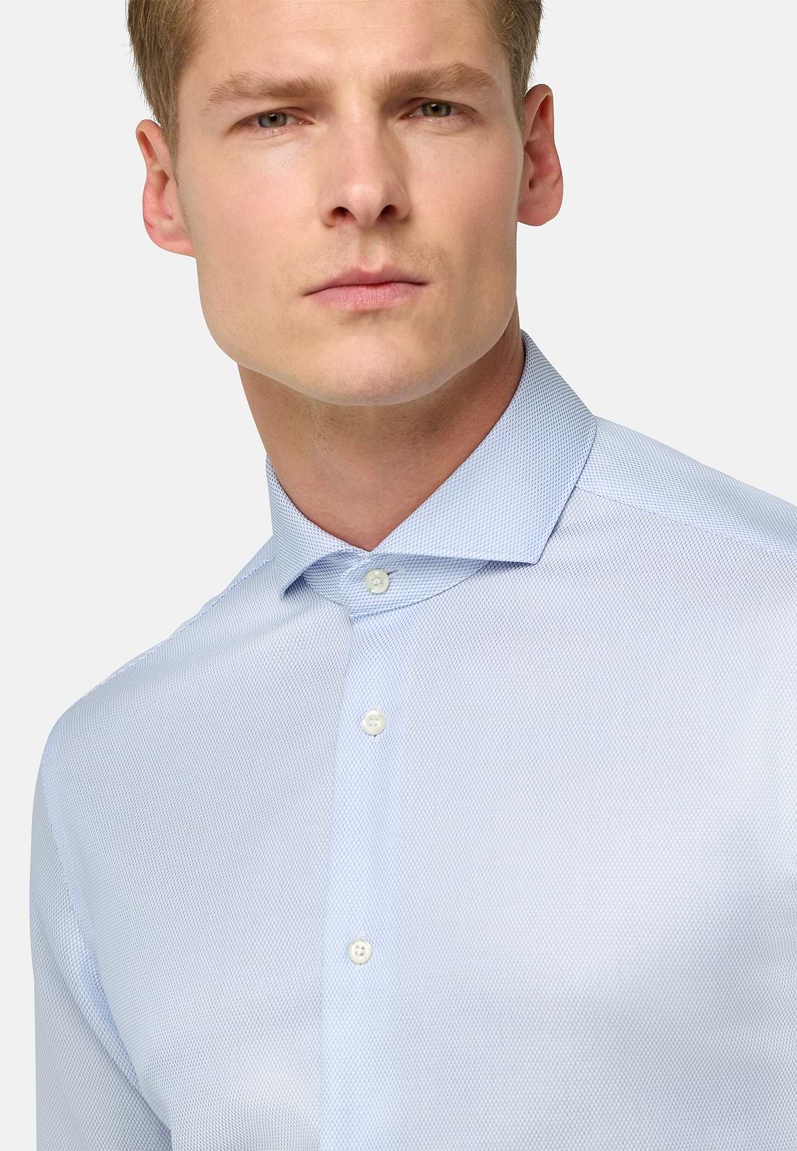 Chemise En Coton Slim Fit, Bleu clair, hi-res