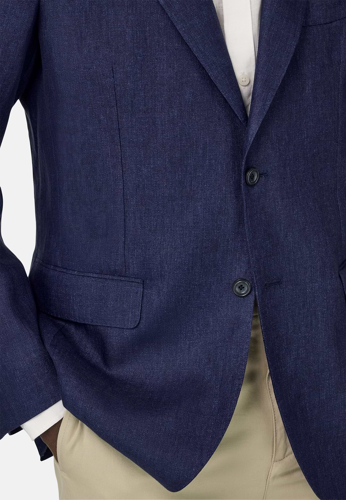 Giacca In Puro Lino, Navy, hi-res