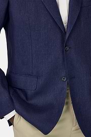 Giacca In Puro Lino, Navy, hi-res