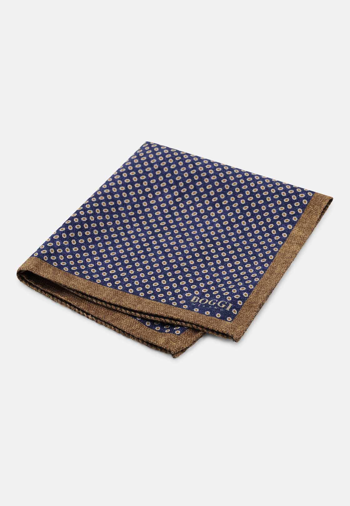 Pocket Square Double Micro Patterned Print Silk, Navy blue, hi-res, 1