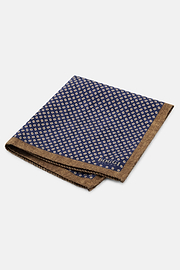 Pocket Square Double Micro Patterned Print Silk, Navy blue, thumb, 1