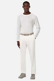 Stretch Cotton/Tencel Trousers, White, hi-res