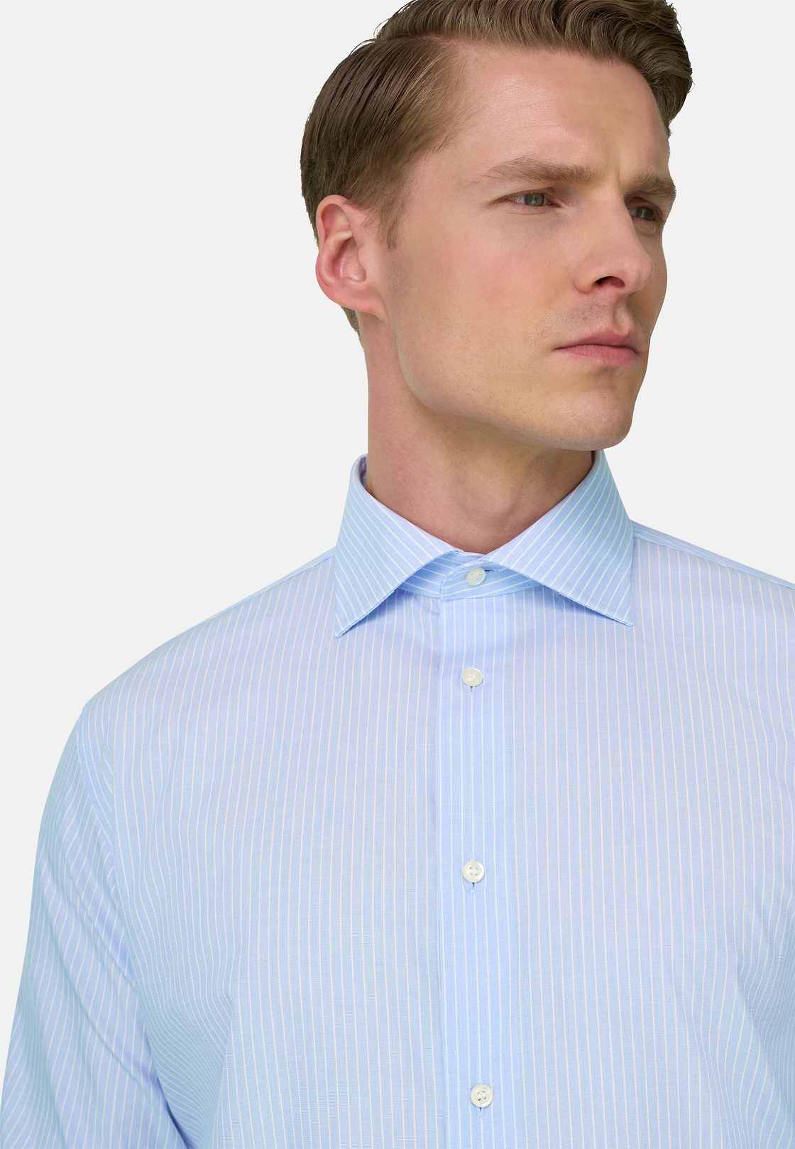 Camicia A Righe In Cotone Regular Fit, Azzurro, hi-res, 4
