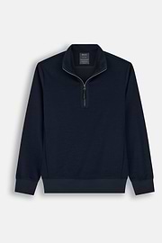 Quarter-Zip Sweatshirt in Wool Blend WOOLTECH, Navy blue, thumb, 5