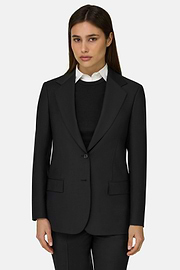 Chaqueta De Mezcla Lana Elástica, Negro, thumb, 2