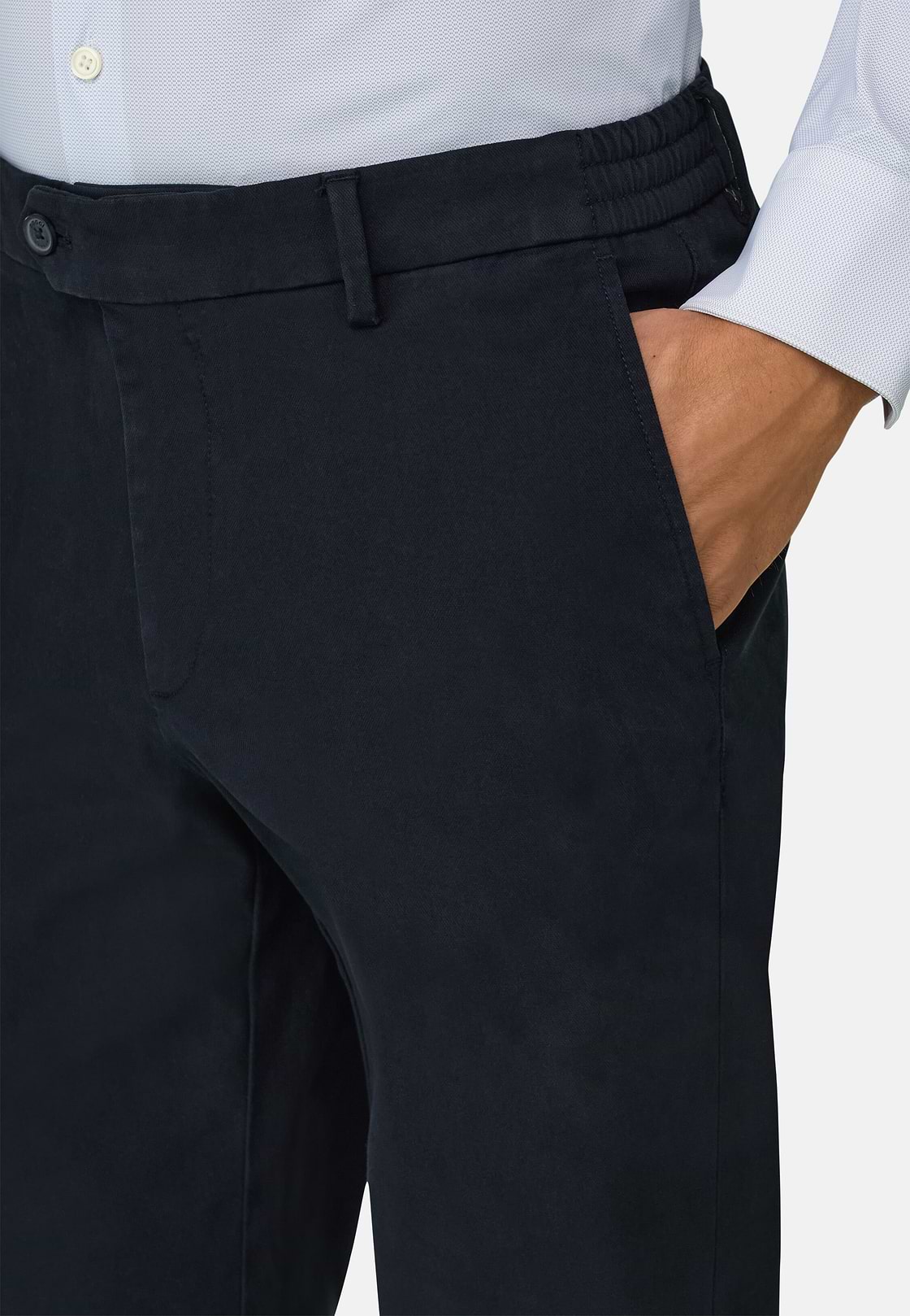 Pantalon en Coton Tencel Extensible, bleu marine, hi-res, 3