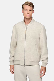 Bomber Jacket In Padded Wool, Sand, hi-res