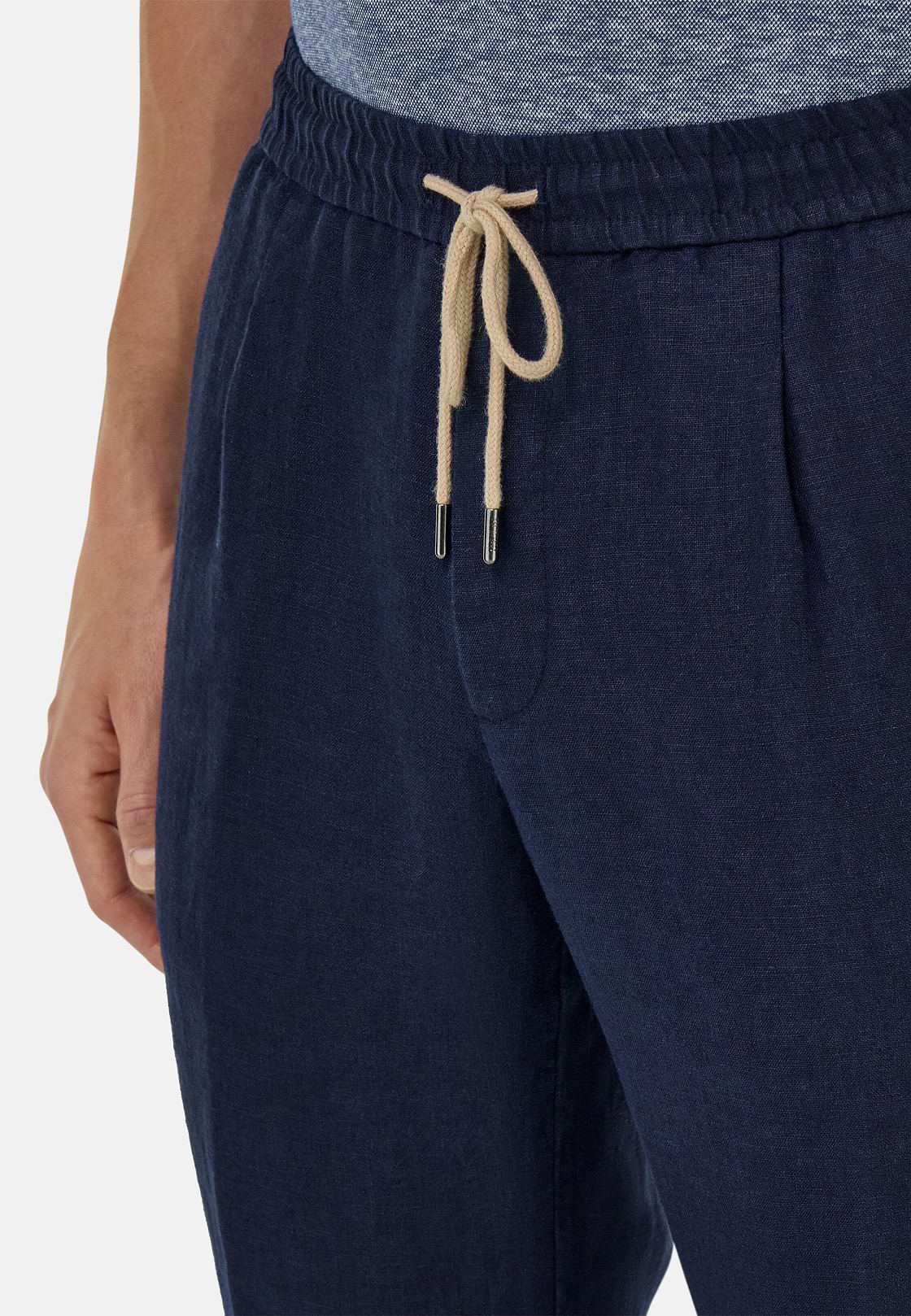 City Linen Trousers, Navy blue, hi-res