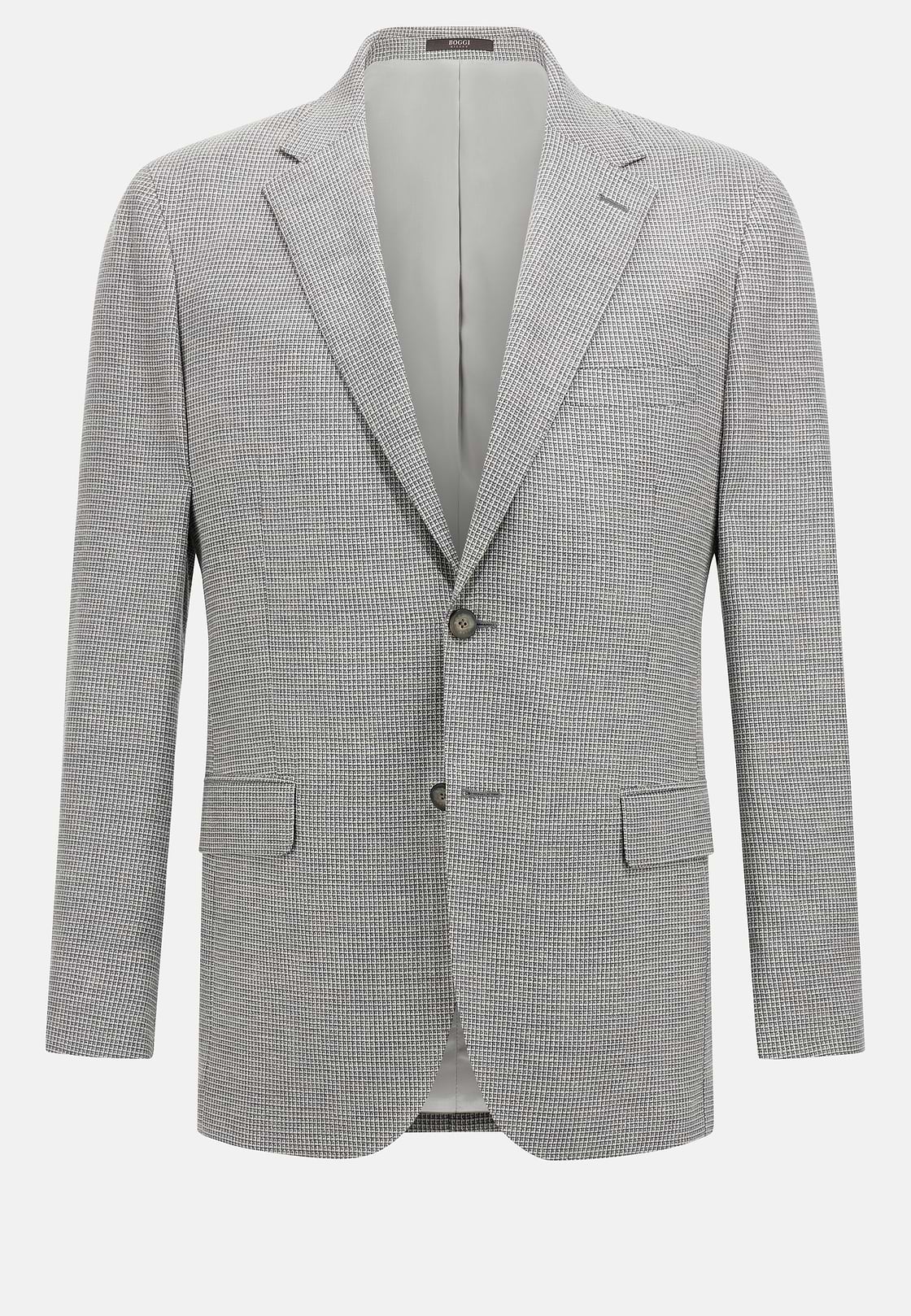 Veste Gris Clair En Lin Et Laine Stretch, Light grey, hi-res