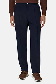 Joggers in Wool Blend WOOLTECH, Navy blue, thumb, 1