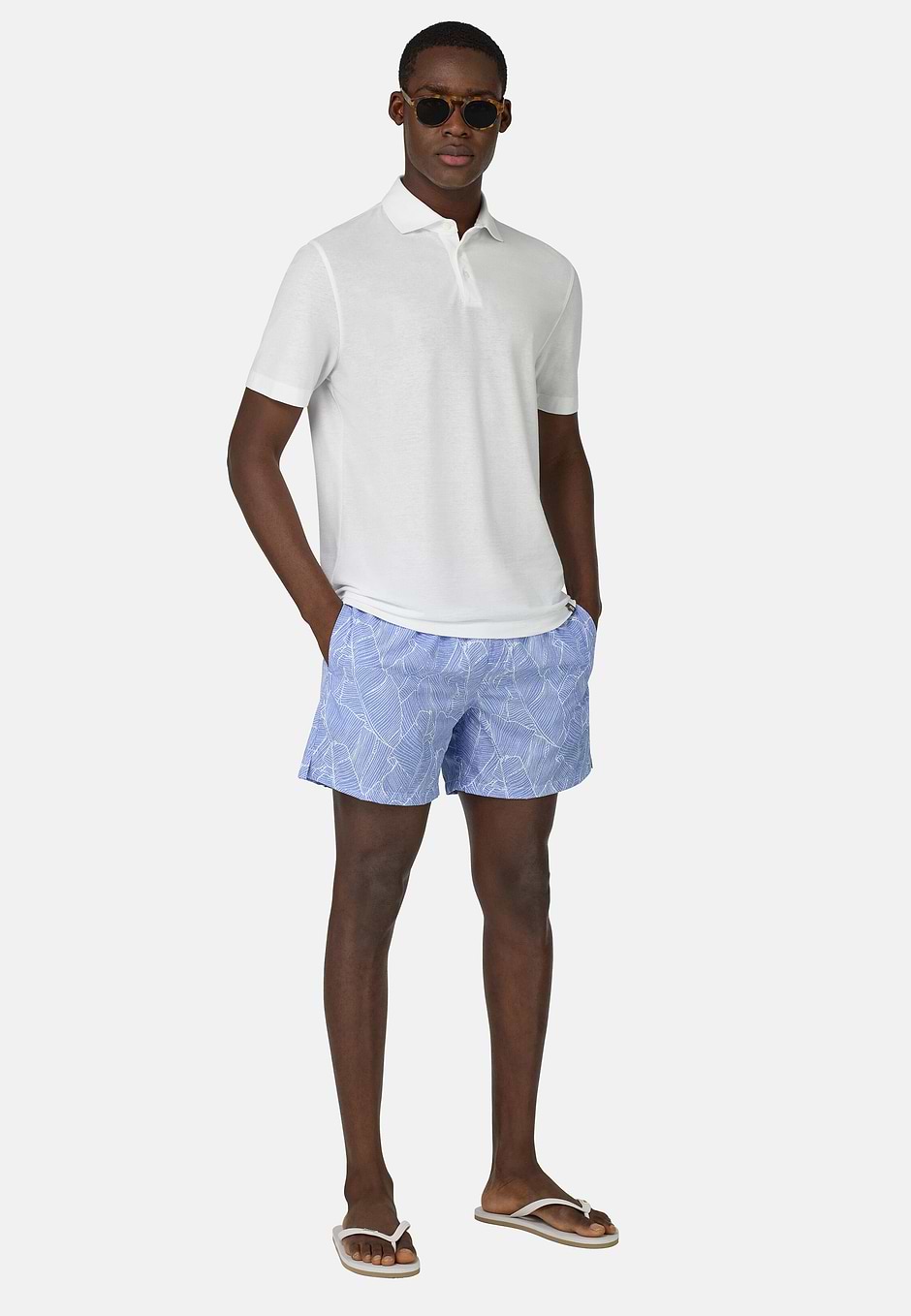 Cotton Crepe Jersey Polo Shirt, White, hi-res