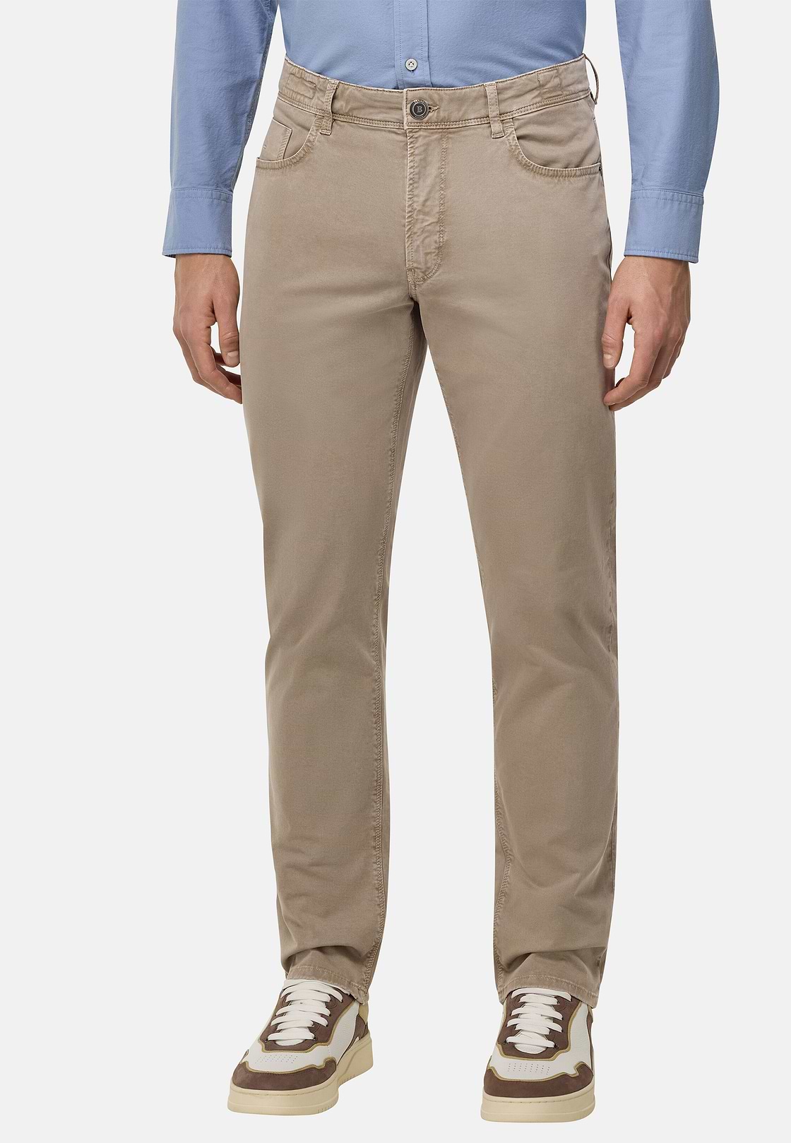 Jean En Coton Extensible, Taupe, hi-res